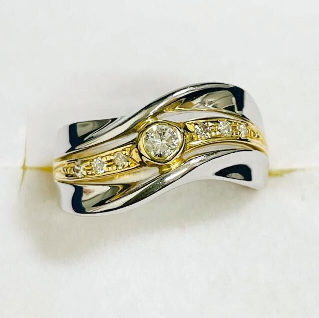 ☆K18.Pt900ダイヤ0.17ct付リング 12.5号☆拍卖