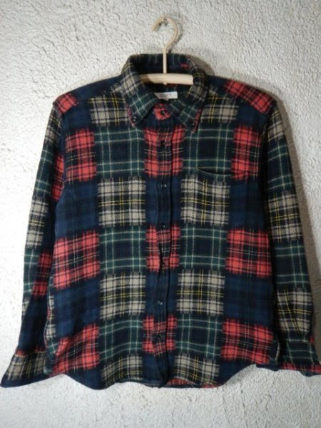 n8682 GIOVANE 日本製 レトロ vintage ビンテージ 長袖 チェック ボタンダウン シャツ ネルシャツ 人気拍卖