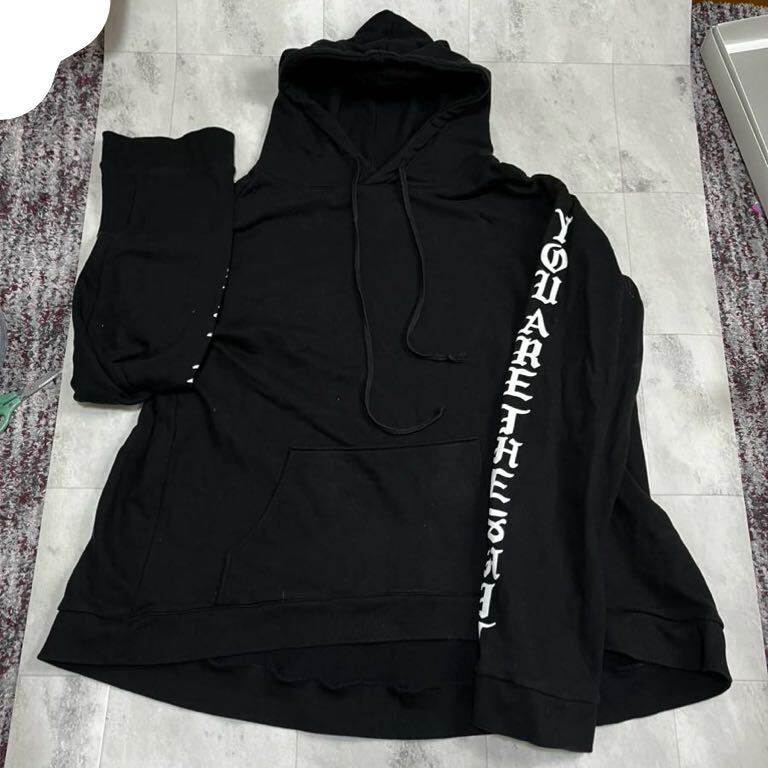 WHITELAND BLACKBURN オーバーサイズ 袖フレア パーカー 黒 ブラック コットン100拍卖