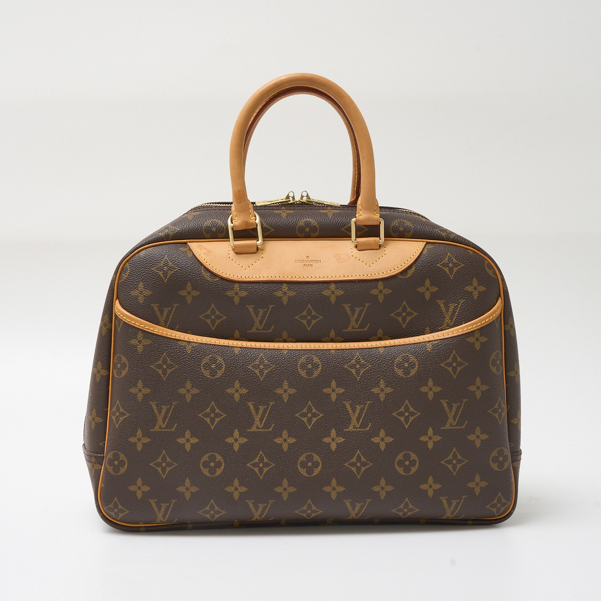 LOUIS VUITTON ルイヴィトン ドーヴィル M47270 ハンドバッグ モノグラム・キャンバス×レザー ブラウン×ゴールド金具 レディース拍卖