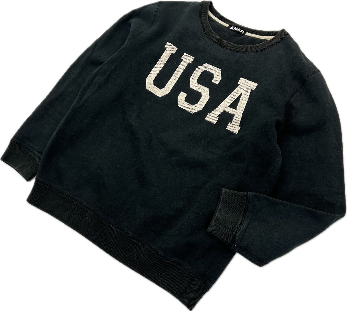 ANAP ☆ USA プリント スウェット シャツ トレーナー ブラック 黒 LL アメカジ ストリート 万能 楽々 カジュアル 古着 アナップ■I313拍卖