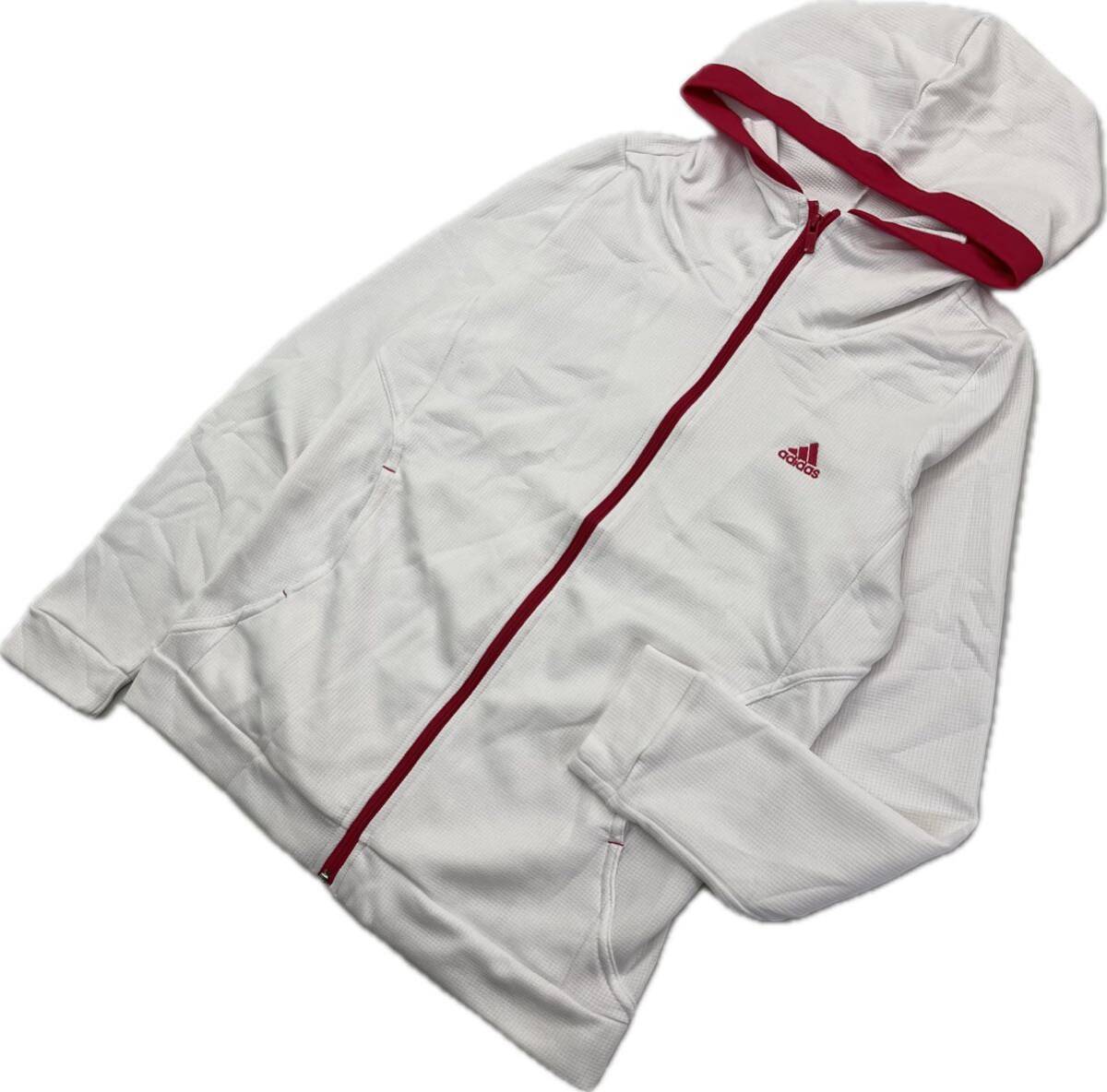 adidas ☆ 春夏に最適◎ ジップアップ ジャージ ジャケット ホワイト ピンクライン レディース O スポーツ トレーニング アディダス■S3174拍卖