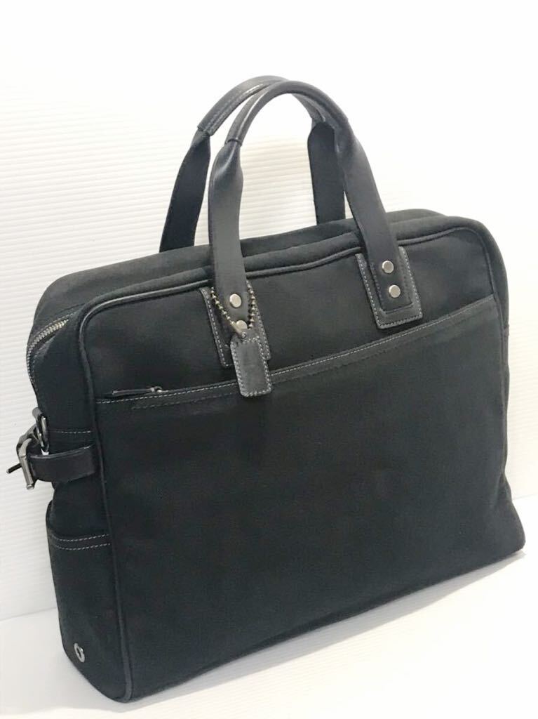 COACH ◆ コーチ メンズ ビジネスバッグ ブリーフケース ブラック レザー キャンバス拍卖