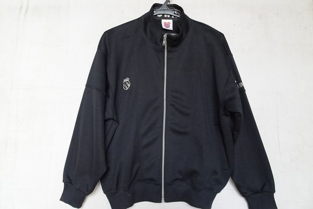 K-SWISS/ケースイス/長袖トラックジャケット/ジャージ素材/前ジップアップ/ロゴししゅう/スポーツ/黒/ブラック/Mサイズ(4/17R)拍卖