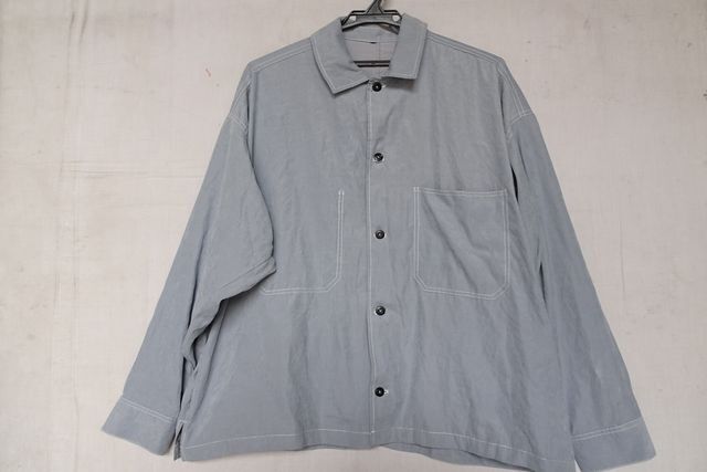 長袖シャツ/ポリエステル・ナイロン混素材/サイドポケット/裾サイドスリット/オーバーサイズ/ブルーグレー/XLサイズ(4/26R)拍卖
