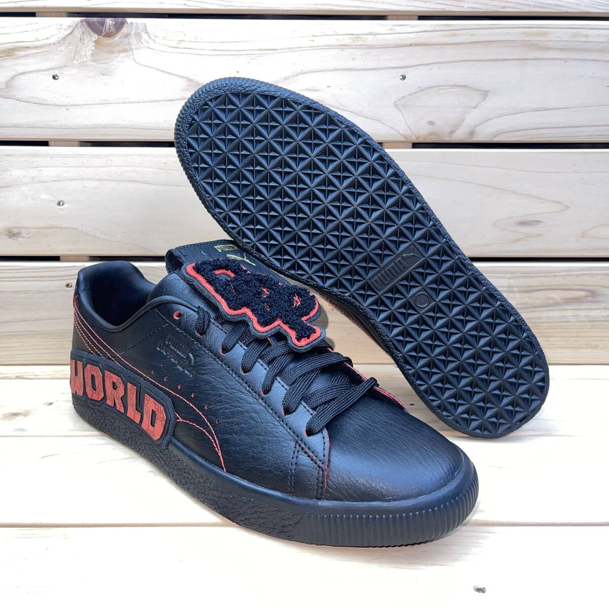 ダッパー・ダン プーマ 26cm クライド ポスト ゲーム ランウェイ ブラック レッド 税込30800円 DAPPER DAN PUMA CLYDE POST GAME RUNWAY ①拍卖
