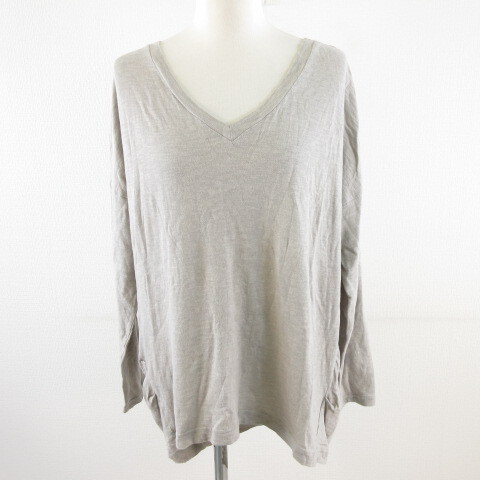 ノーリーズ Nolley's カットソー Vネック 長袖 グレー 38 *A739 レディース拍卖