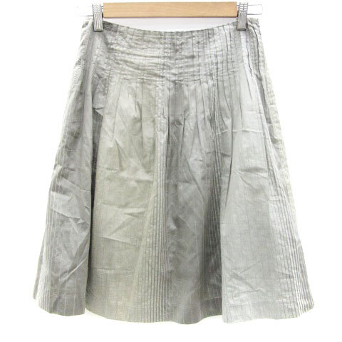トゥモローランドコレクション TOMORROWLAND collection フレアスカート ひざ丈 36 グレー /YM9 レディース拍卖