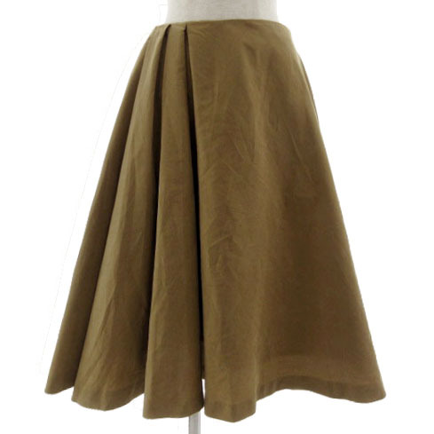 ジルスチュアート JILL STUART スカート タック フレア ミディ丈 スウェード調 ブラウン系 茶系 M レディース拍卖