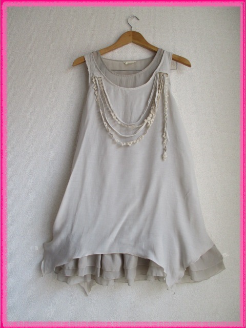 ふんわりガーリーL☆Maple feel チュニックワンピース シフォン 未使用 拍卖