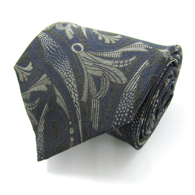 シャルル・ジョルダン ブランド ネクタイ シルク ボタニカル柄 総柄 メンズ ネイビー CHARLES JOURDAN拍卖