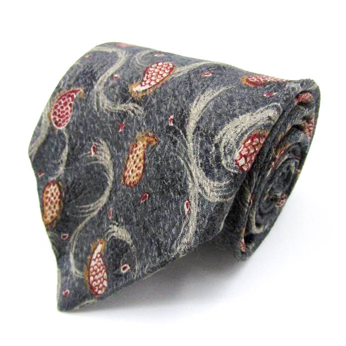 マリオヴァレンティノ ブランド ネクタイ ペイズリー ドット パネル柄 イタリア製 メンズ ダークグレー MARIO VALENTINO拍卖