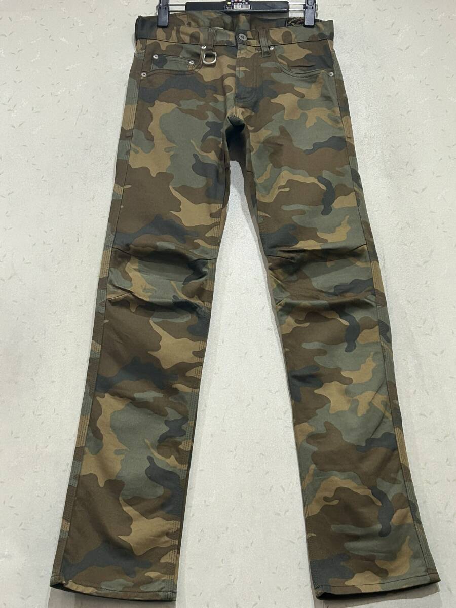 ※SKULL FLIGHT スカルフライト ヒップダブルニー カモフラージュ 迷彩 ストレッチ デニムパンツ 日本製 迷彩 28 BJBD.D拍卖