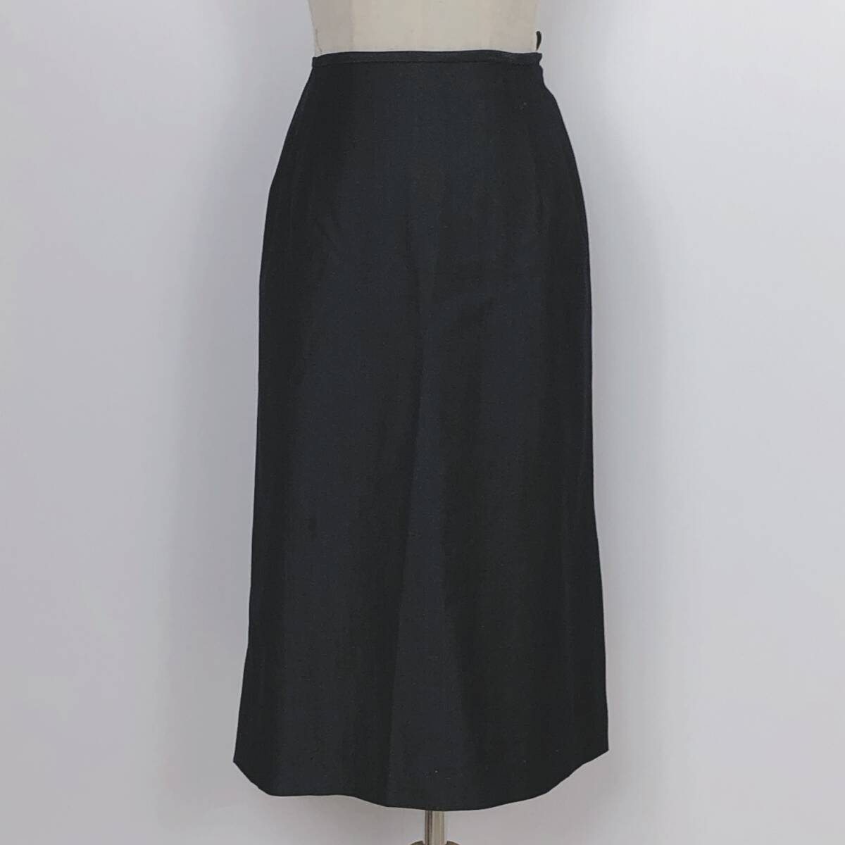 Y1059 美品 eff-ace レディース スカート タイトスカート 膝丈 薄手 スリット 13号 ブラック 黒 毛素材含 シンプル オフィススタイル 春夏 拍卖