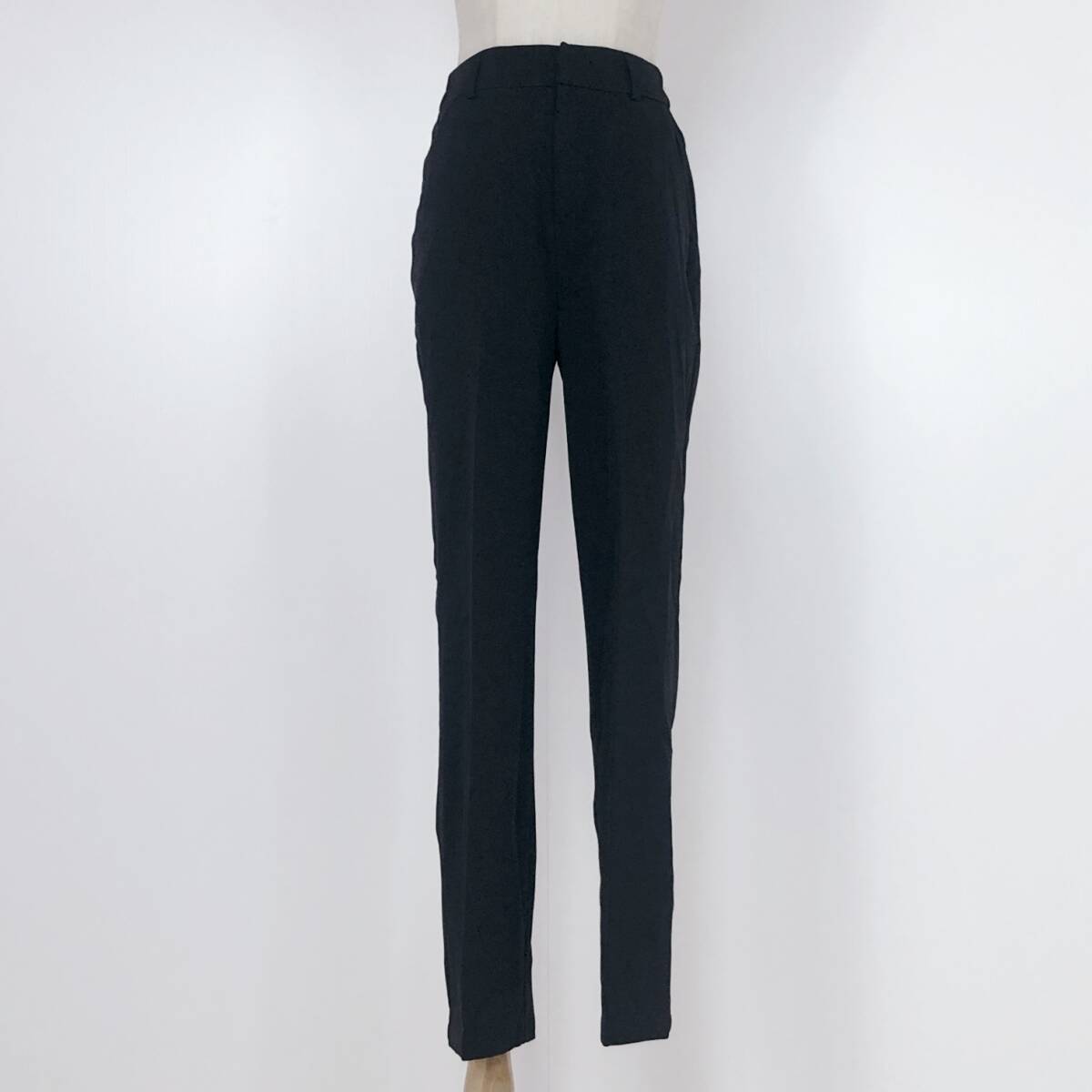 Y1081 Re:EDIT レディース ボトムス ロング丈 薄手 ポケット ファスナー・ホック ブラック 黒 シンプル オフィススタイル シック 春秋冬 拍卖