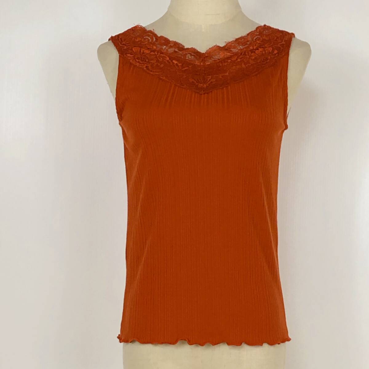 Y1070 美品 VIS レディース トップス タンクトップ 袖無し 薄手 伸縮性 Fサイズ ブラウン 茶 シンプル 涼しげ フェミニン カジュアル 夏 拍卖