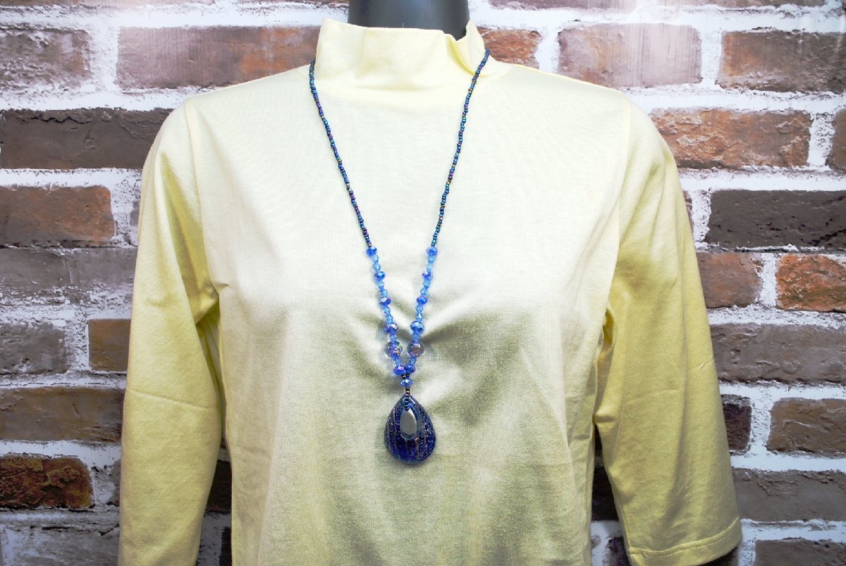 ■送料無料 ★ お洒落な オリジナル 創作 ジュエリー ガラス ビーズ ロングネックレス No25拍卖