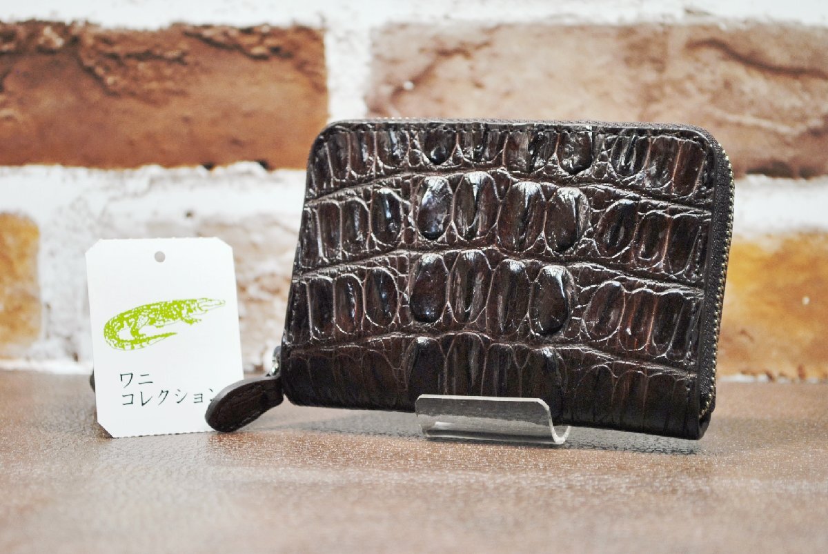 ☆彡送料無料 新品 格安☆コブが魅力!クロコダイル (鰐革)and 本革カード&コインケース(メタルブラウン)ワンランク上のアイテム!拍卖