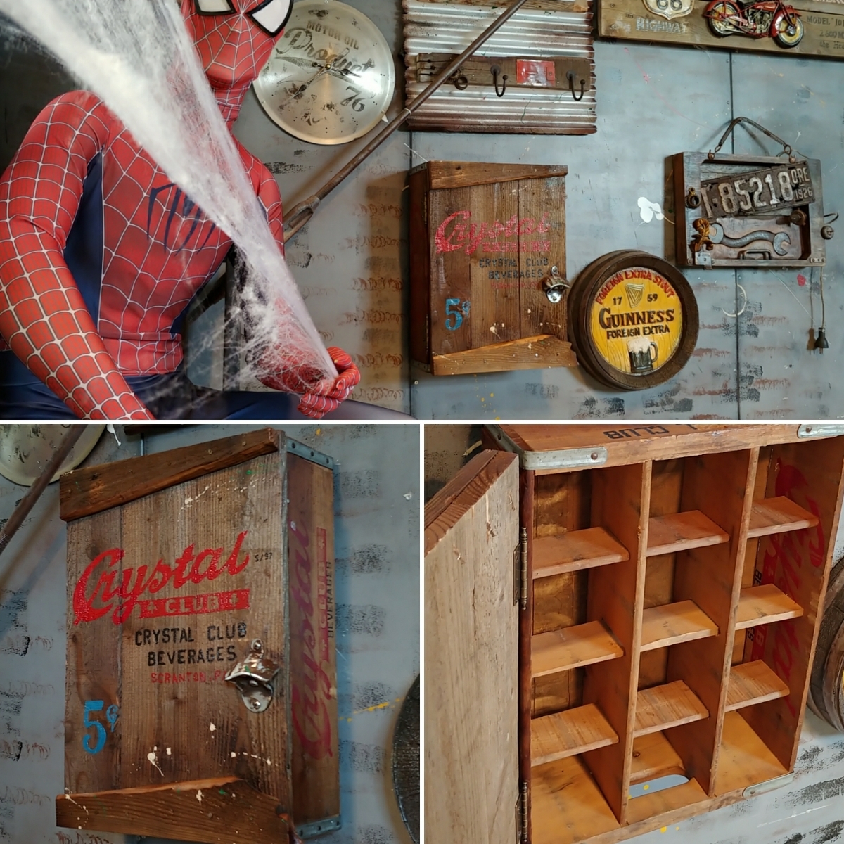 アメリカンヴィンテージ 《Crystal》 クリスタル ウォールシェルフ 飾り棚 ウッドボックス ツールボックス ウッドボックス ガレージ雑貨 拍卖