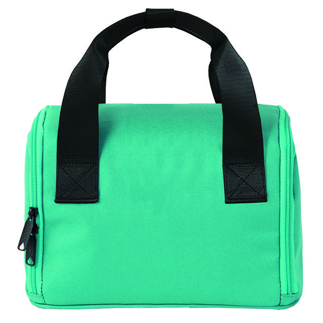 保冷 保温 便利なランチトートバッグ 23.5×14×高さ17cm 容量5L グリーン 緑 全面ファスナーのダブルジッパーで中身が取り出しやすい拍卖