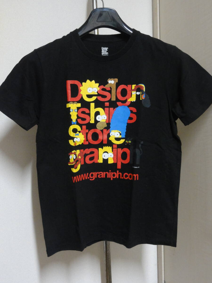 格安廃版レアコラボモデル・GRANIPH(グラニフ)×SIMPSONS(シンプソンズ)・黒系地・カラフルコラボプリント入り高級半袖デザインTシャツ M拍卖