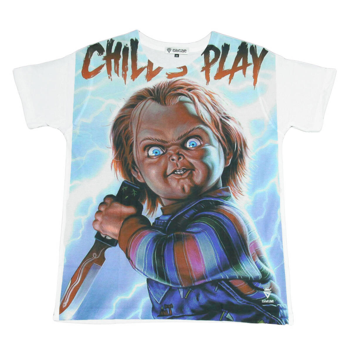 チャッキー チャイルドプレイ ホラー映画 カワイイ アメリカ ストリート系 デザインTシャツ おもしろTシャツ メンズ 半袖★tsr0107-wht-xl拍卖