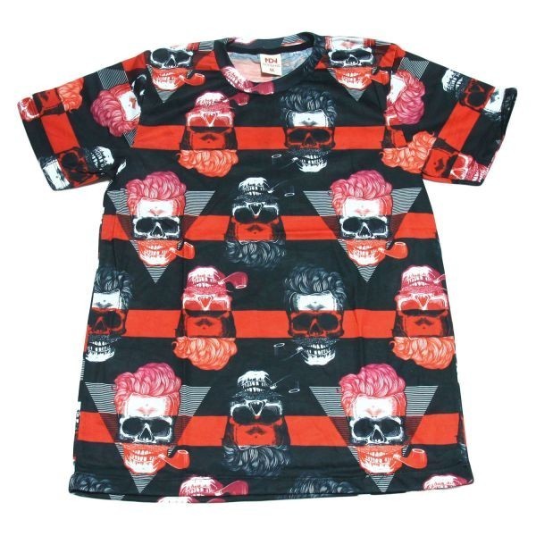 ガイコツ ボーダー ロック バンド スカル お洒落 ストリート系 デザインTシャツ おもしろTシャツ メンズ 半袖★tsr0241-mlt-m拍卖