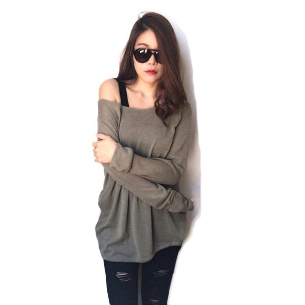 長袖カットソー サマーニット ゆったりロング丈 きれいめ レディース 大人可愛い カットソー トップス 夏服 ★sh0059-kki-m拍卖