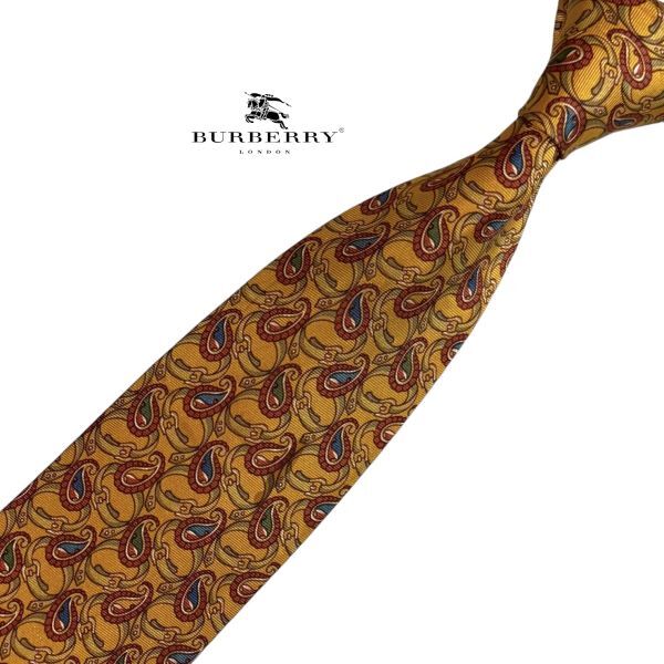 ★ペイズリー柄★ Burberrys 高級ネクタイ ブラウン系 バーバリー USED メンズ服飾小物 中古 t976拍卖