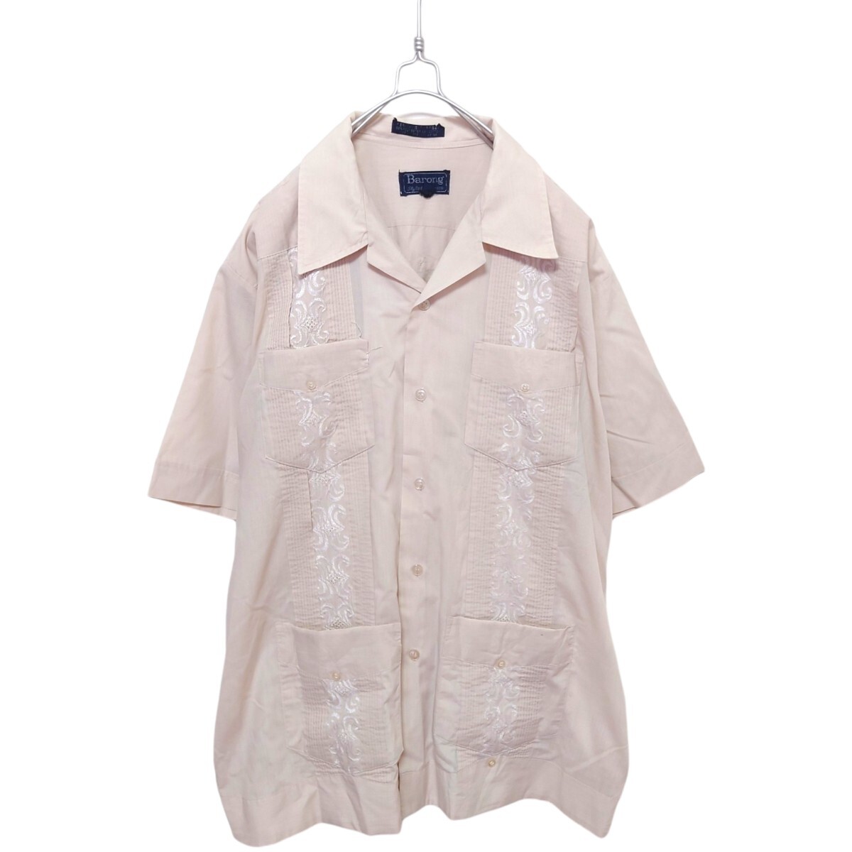 【Barong】開襟 オープンカラー 刺繍入りキューバシャツ S-498拍卖