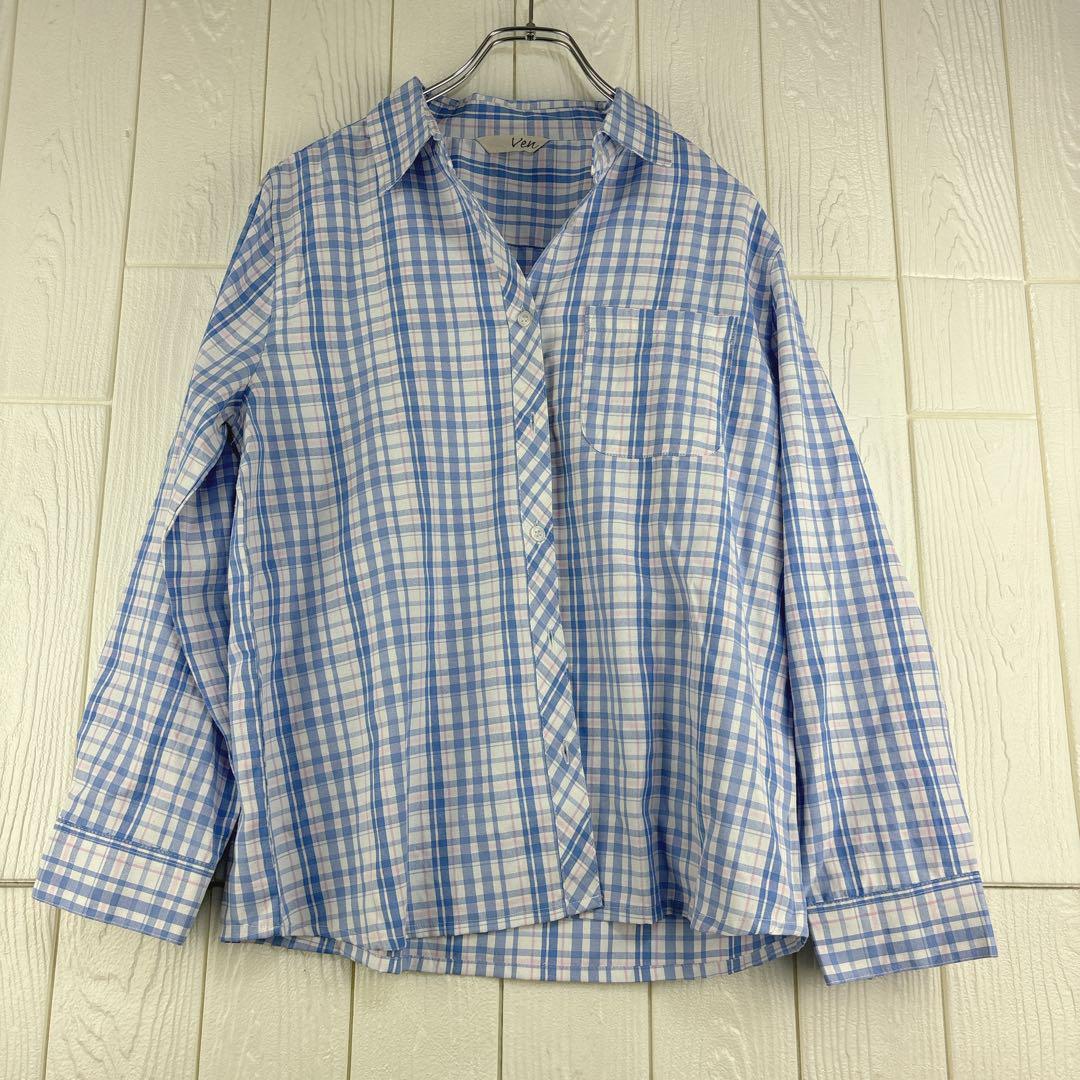 レディースボタンシャツ チェック柄 フリーサイズ拍卖