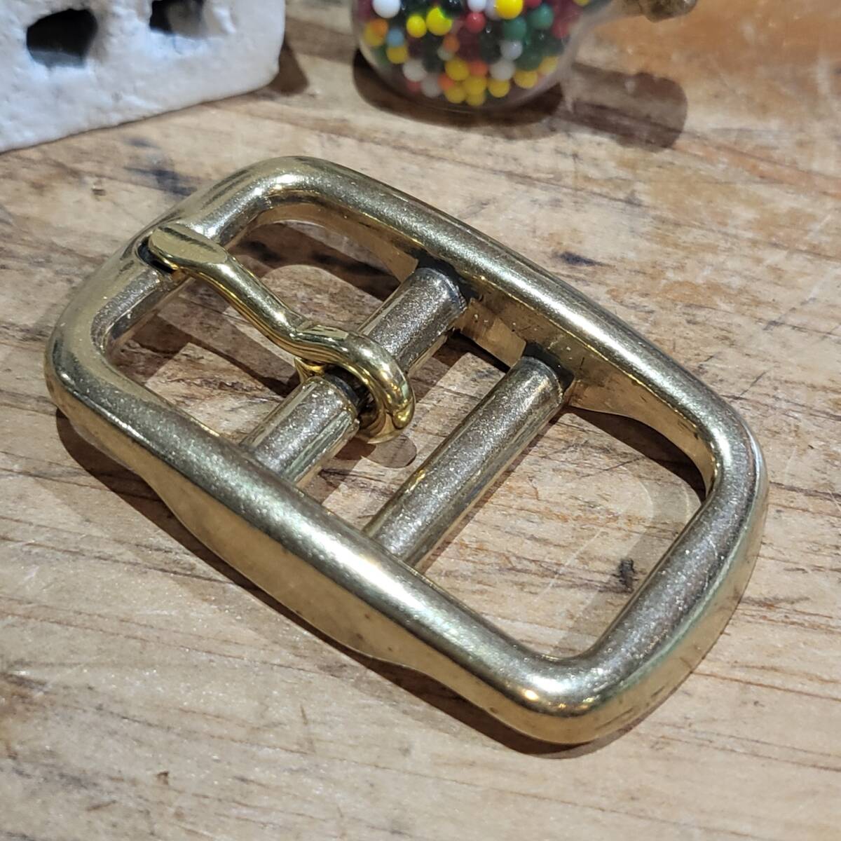 レザークラフト 真鍮 Brass ベルトバックル タイプC●内径20.5mm拍卖