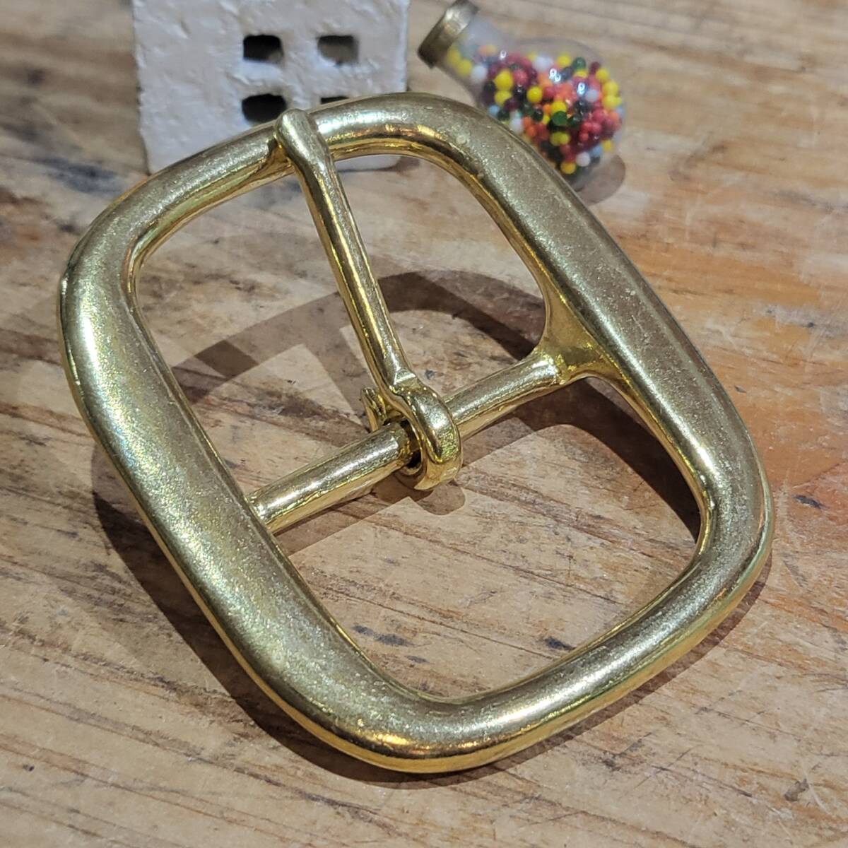 レザークラフト 真鍮 Brass ベルトバックル タイプD●内径38mm拍卖