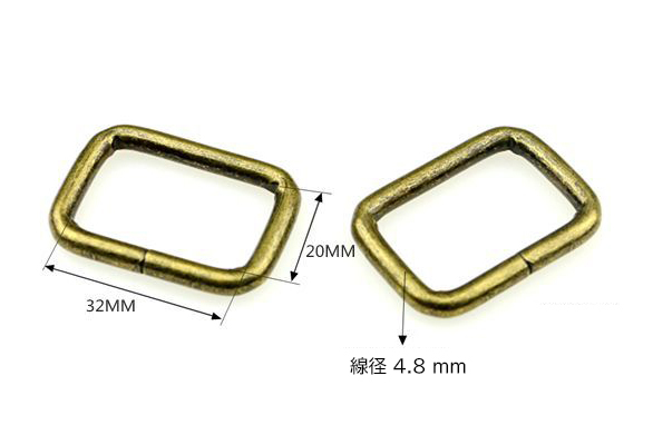線径太めの角カン 32mm アンティークゴールド 10個セット拍卖