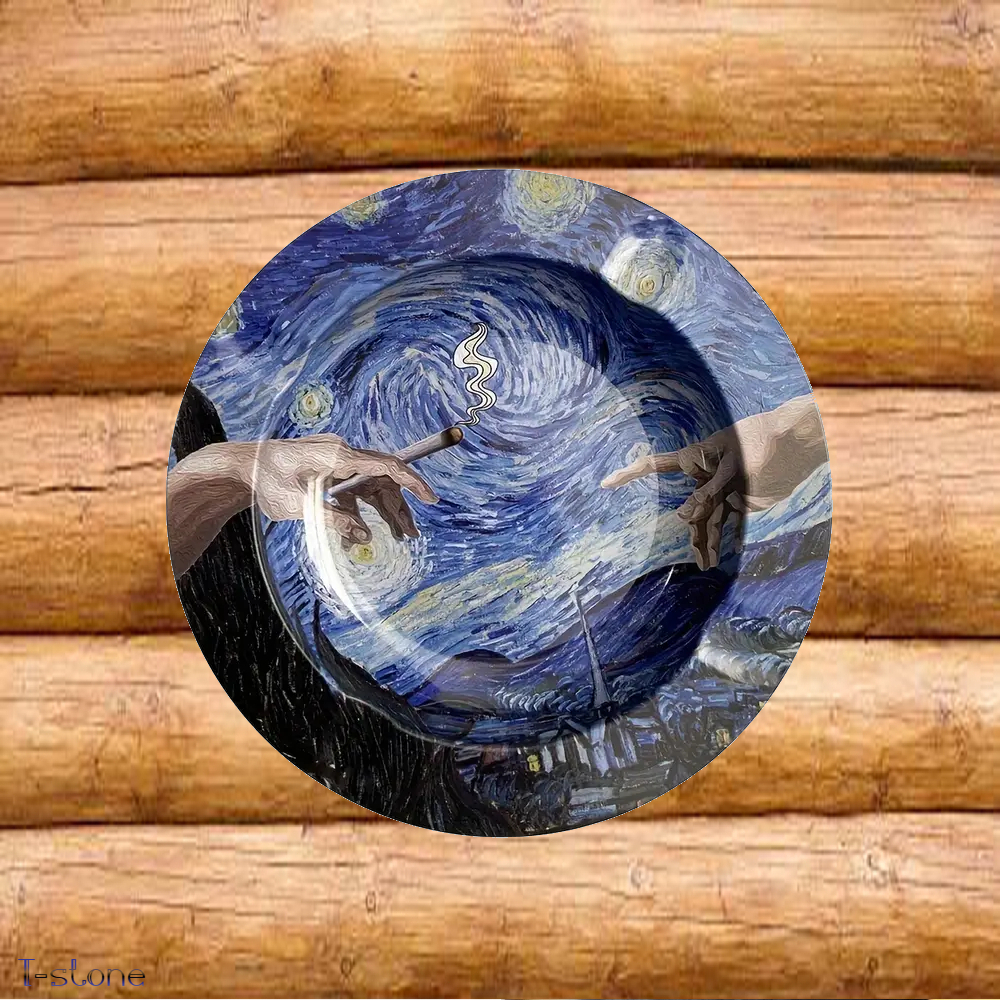 ブリキ灰皿 アッシュトレイ 煙渦巻く世界 タバコ お洒落 アメリカン雑貨 クールデザイン インテリア 小物入れ 置物 男の隠れ家 雰囲気作り拍卖