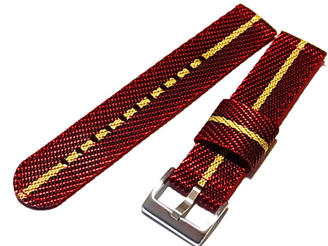 高品質ファブリック ミリタリーストラップ 20mm ボルドー+Bライン 28MILFAB14拍卖