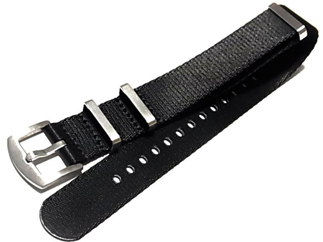 高品質ファブリック NATOタイプ 光沢 なめらか素材 黒 20mm 28NTFAB11拍卖