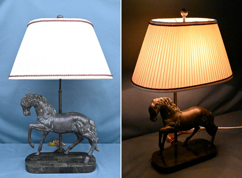 AP221 イギリス 最高峰 英国 メートランドスミス ブロンズ 銅 テーブルランプ 卓上照明 オブジェ 馬 ナイトテーブル 応接 エントランス等に拍卖