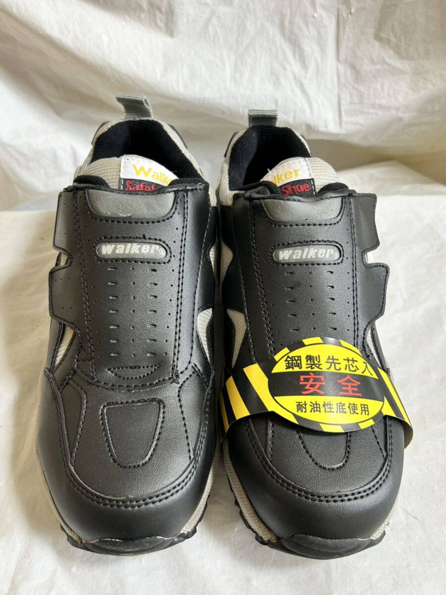 ●V028●未使用保管品 WALKER 安全靴 作業靴 天然皮革 セーフティーワーカー 鋼製先芯入 ブラック 黒 24cm拍卖