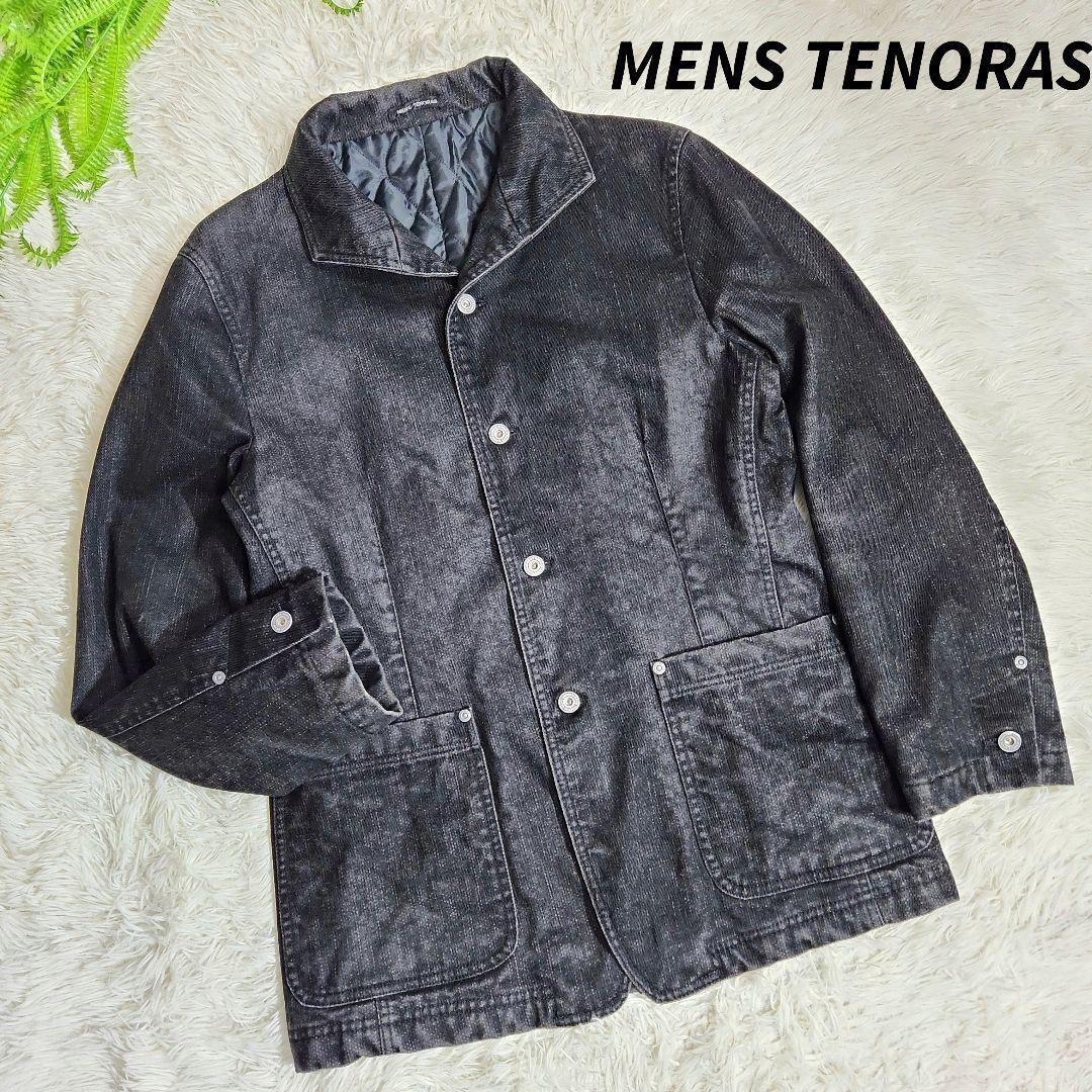 MENS TENORAS デニム素材・中綿キルティング・カバーオール・ジャケット 黒ブラック Mサイズ 82619拍卖