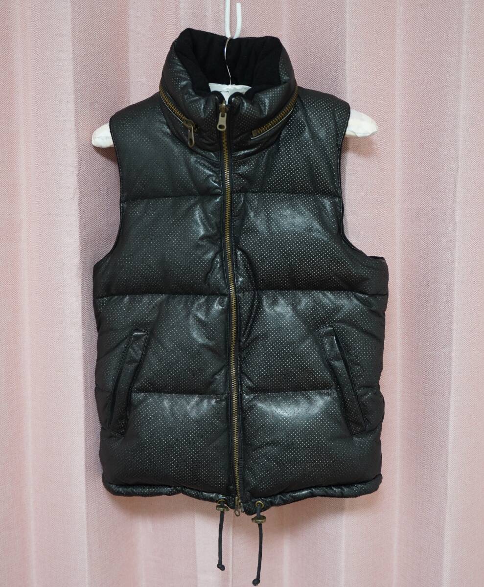【 L.G.B / ルグランブルー 】パンチングレザーダウンベスト 黒 ブラック 美品拍卖