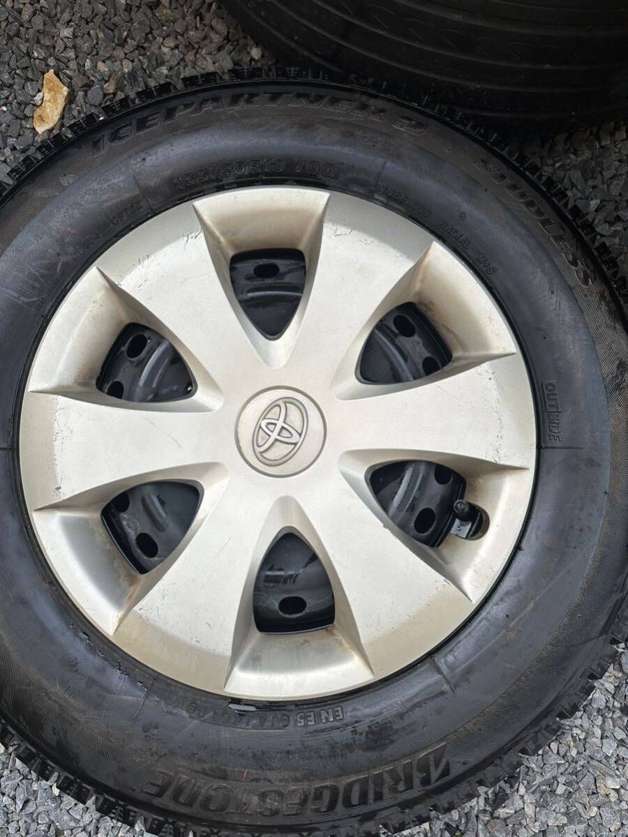 バリ溝!スタッドレス!トヨタ KGC30系パッソ純正スチールホイール 4.5J-13 off+35 pcd100/4H 155/80R13 4本セット!ブリジストン!拍卖