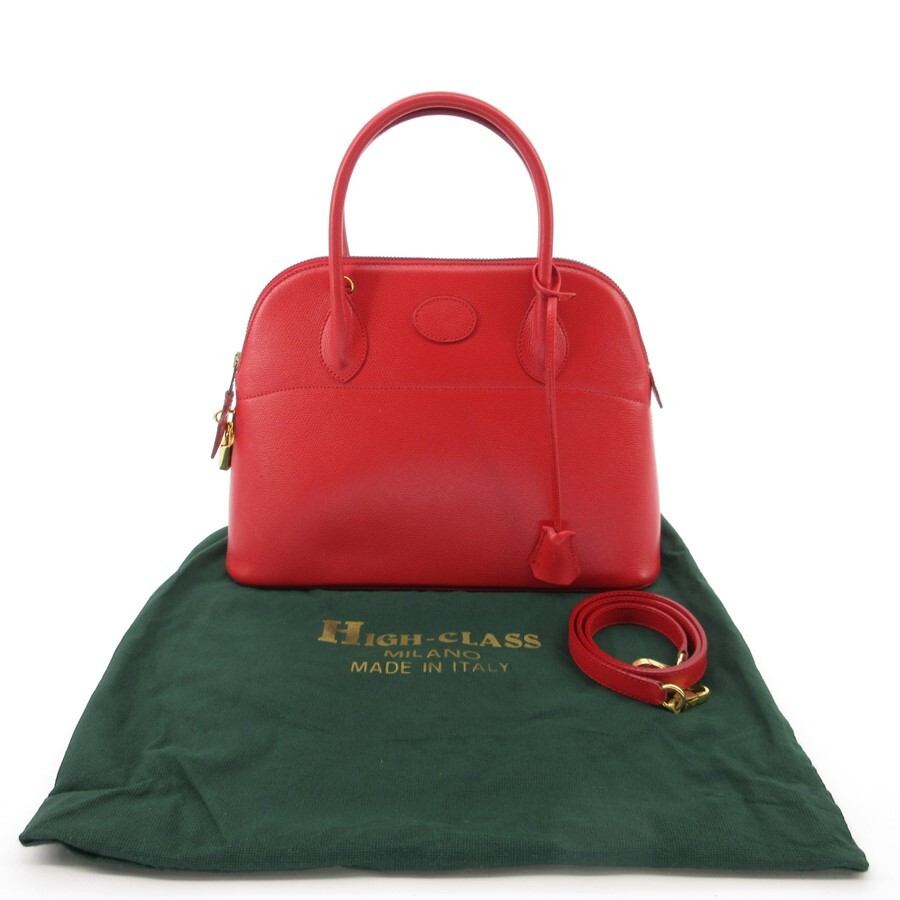 送料無料 ハイクラス HIGH CLASS ハンドバッグ ショルダーバッグ 鞄 2WAY レザー 伊製 赤 レッド系 レディース拍卖