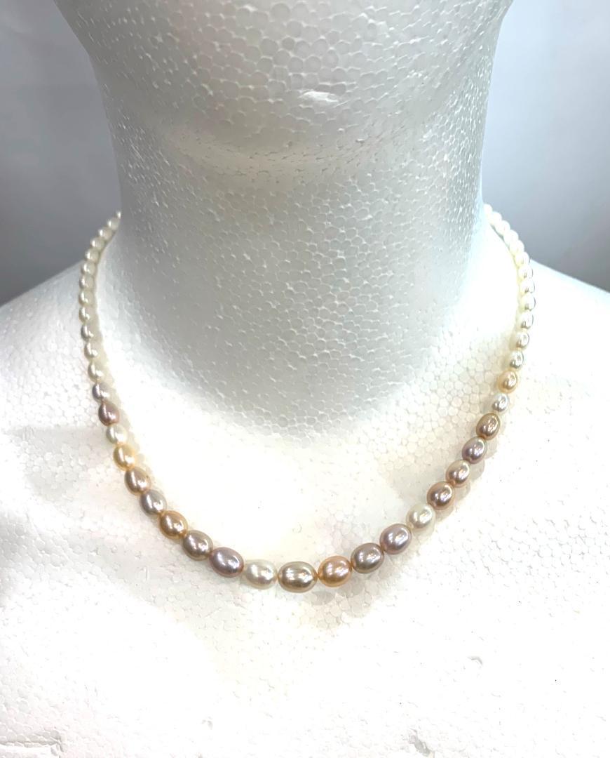 【淡水パールネックレス】ラウンドマルチカラー 約38cm 約3.5~7mm玉拍卖