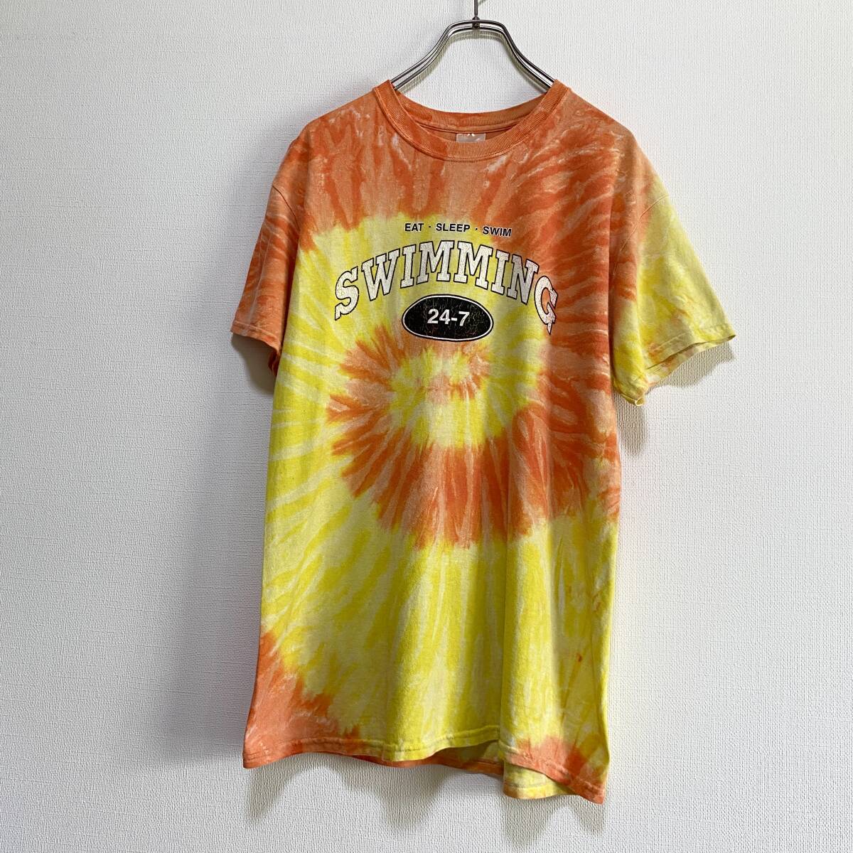 アメリカ古着 タイダイ スイミング 半袖 Tシャツ Mサイズ コットン 00s ヴィンテージ 【I175】拍卖