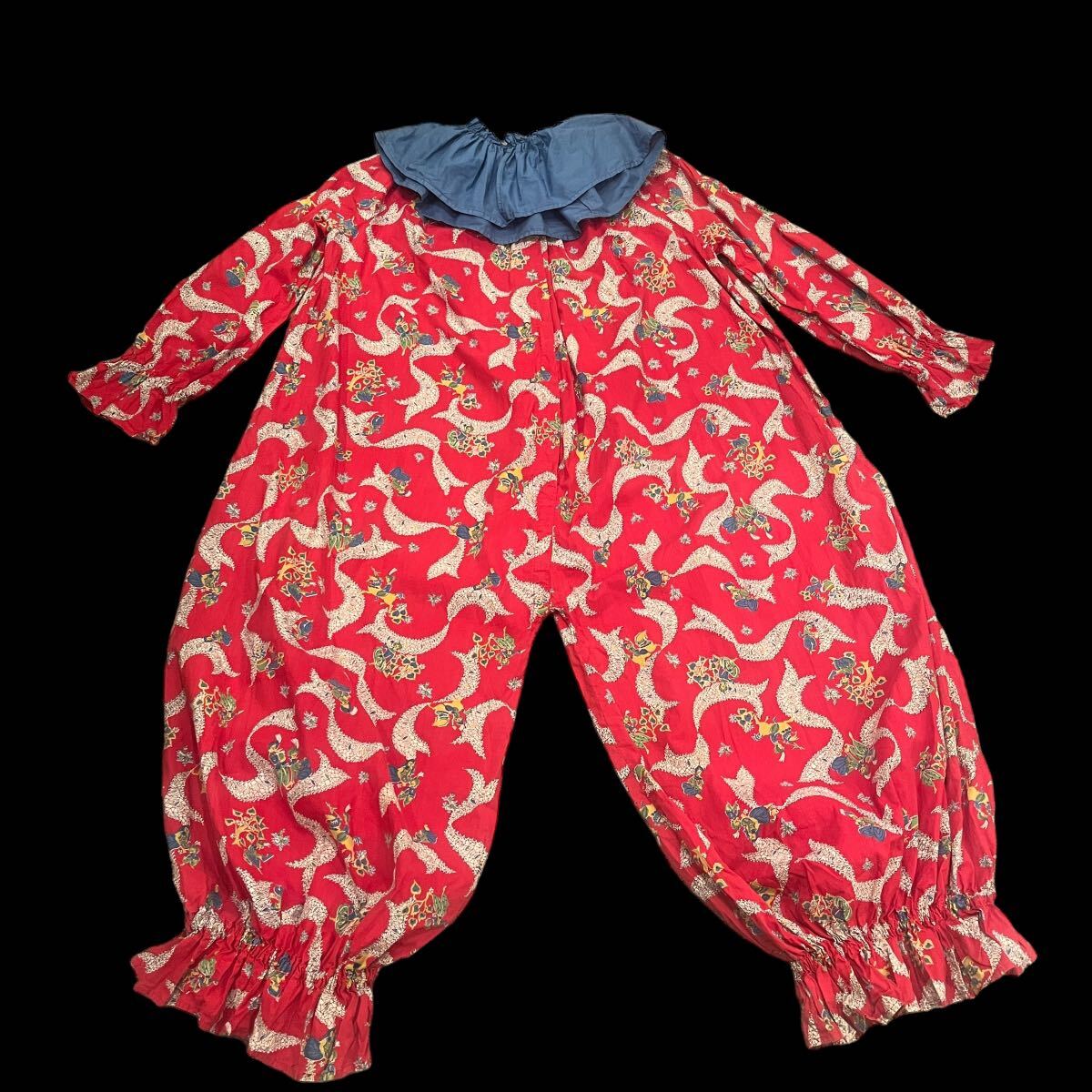 ビンテージ 50’s ピエロ コスチューム 衣装 帽子 つけ襟 4点セット 50年代 古着 イベントハロウィン vintage フィードサック A拍卖