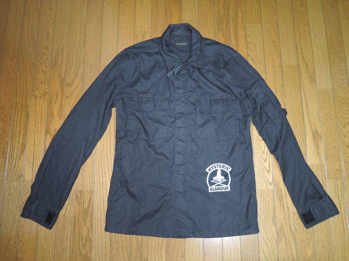 HYSTERIC GLAMOUR ヒステリックグラマー 薄手 ワーク シャツ ジャケット M 黒 ミリタリー /拍卖