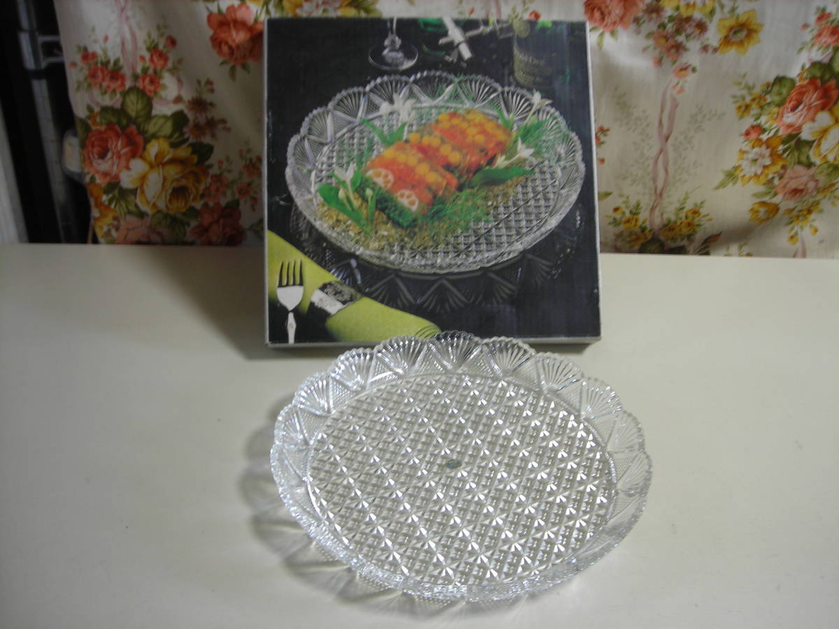 R07 未使用(経年品) HOYA /ホヤ グラーティス パーティートレー30 cm FBD2120/プレート、皿 共箱付拍卖