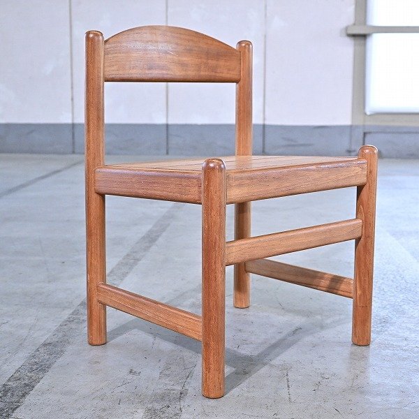 BC工房 サイドチェア チーク無垢材 古道具 アームレス レトロ 背もたれ 椅子 ディスプレイ ハイバック ガーデン スツール拍卖