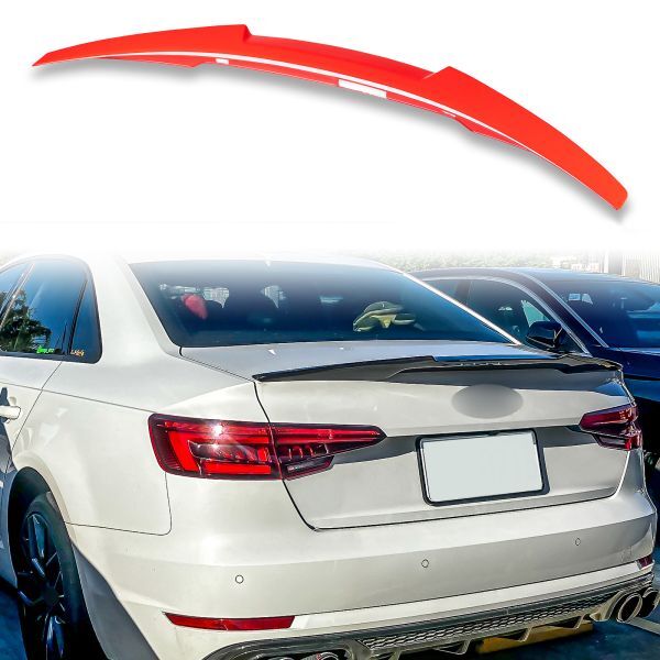 純正色塗装済 ABS製 トランクスポイラー アウディ用 A4 B9 Vタイプ ポン付け カラーコード:LY3H QTS-51081拍卖